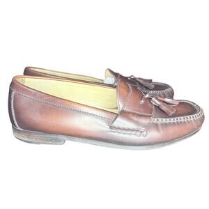 Vtg 90s Cole Haan Mens Leather Slip On Loafers Tassels Size 10 Brown Preppy Work